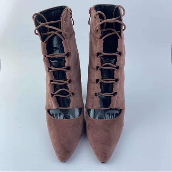 So me Women's Suede Lace Up Block Heels Ankle Boot - Picture 2 of 8